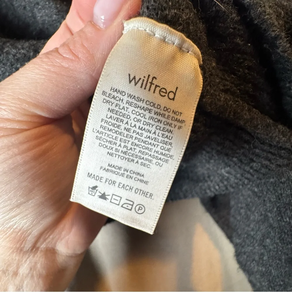 ARITZIA‎ WILFRED Lorin Tie Alpaca Blend Charcoal Turtleneck Sweater Sz Small
